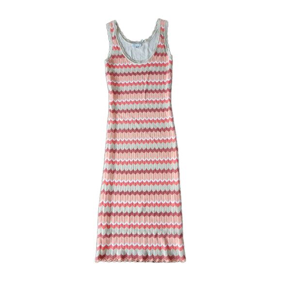 Ronny Kobo Alula Striped Crochet Knit Pencil Midi Dress Size Small - Picture 3 of 8